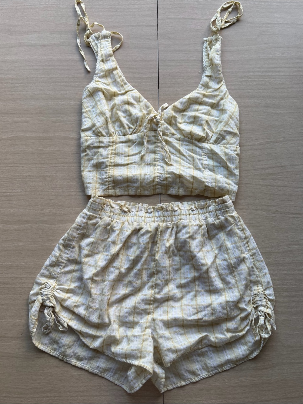 American Eagle Outfitters Women’s Yellow Plaid Two-Piece Set XS/S
